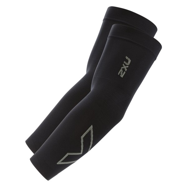2XU® - Men's Flex Run Medium Black/Gray Compression Arm Sleeves