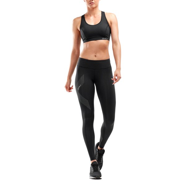 2XU® - Women's X-Large Black/Dotted Reflective Logo Regular Mid-Rise Compression Tights