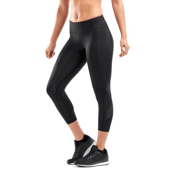 2XU® - Women's Small Black/Dotted Reflective Logo Regular 7/8 Mid-Rise Compression Tights