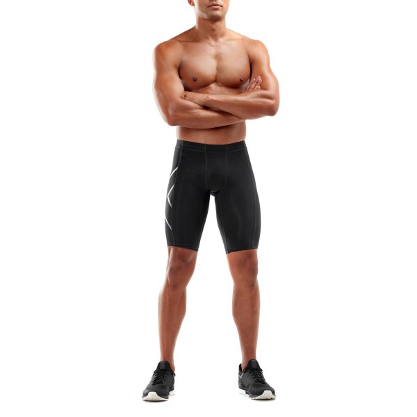 2XU® - Men's Medium Black/Silver Regular Compression Shorts