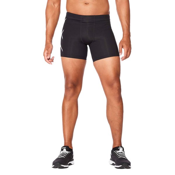 2XU® - Men's X-Small Black/Silver 1/2 Zip Compression Shorts