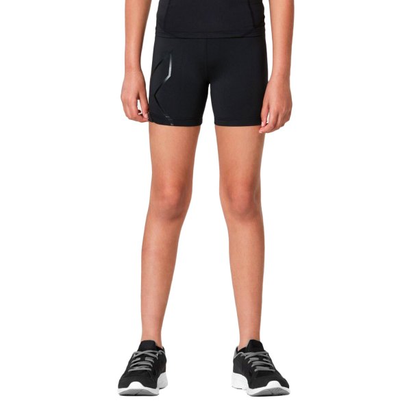 2XU® - Girl's Medium Black/Nero 1/2 Zip Compression Shorts