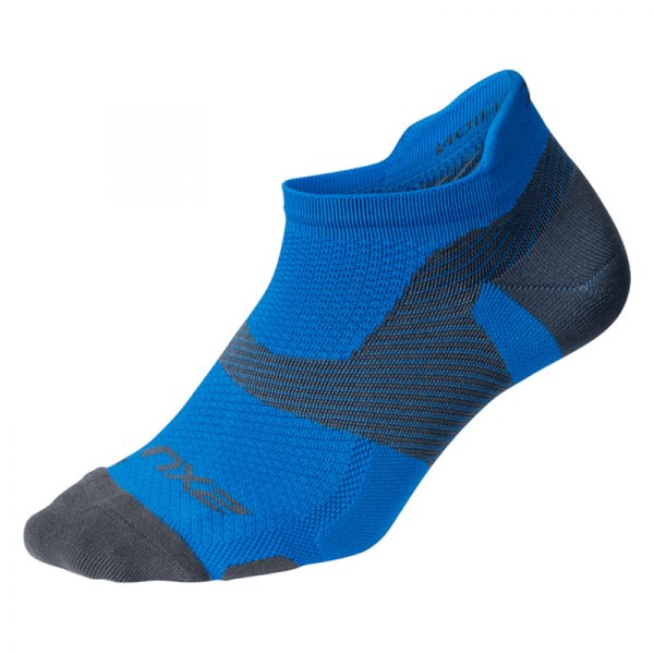 2XU® - Vectr™ Vibrant Blue/Gray US 6-8 No-Show Men's Compression Socks