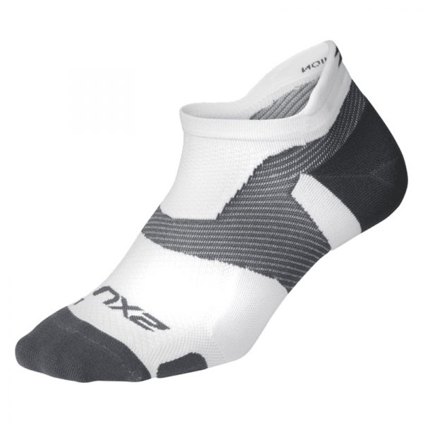 2XU® - Vectr™ White/Gray US 9-12 No-Show Men's Compression Socks