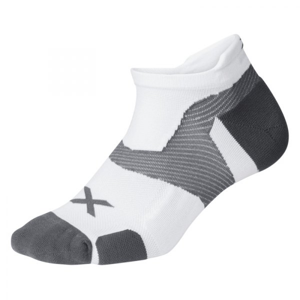 2XU® - Vectr™ White/Gray US 6-8 No-Show Men's Compression Socks