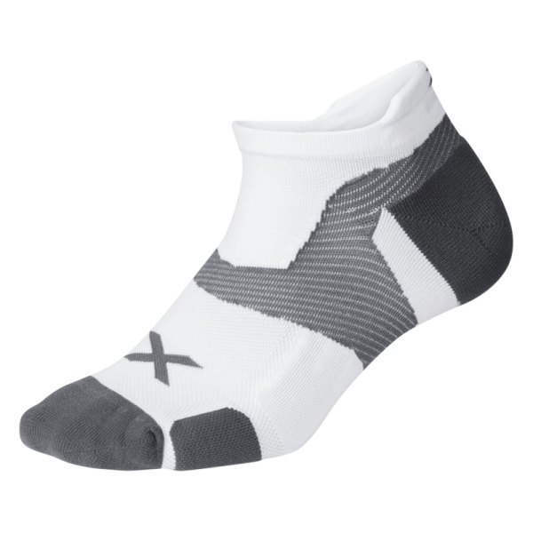 2XU® - Vectr™ White/Gray US 12.5-14 No-Show Men's Compression Socks