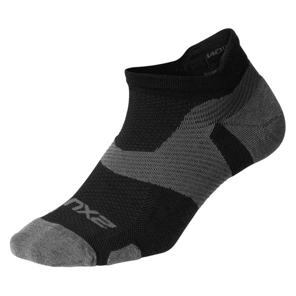 2XU® - Vectr™ Black/Titanium US 9-12 No-Show Men's Compression Socks