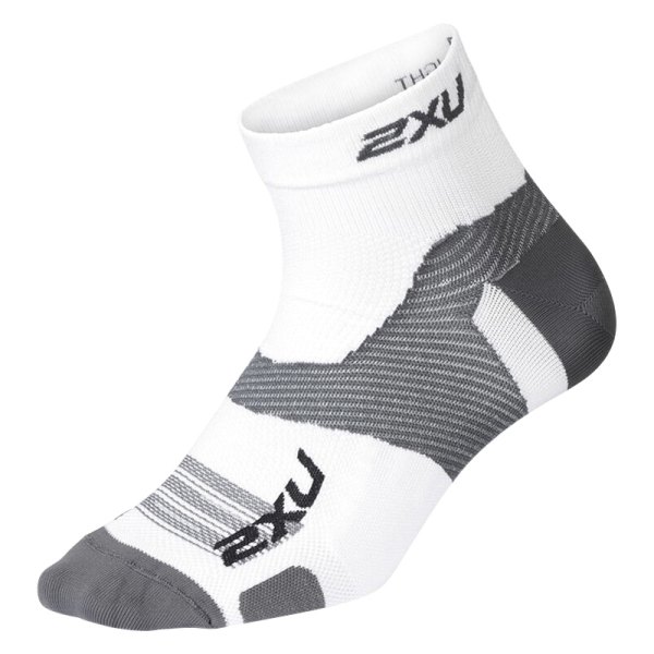 2XU® - Vectr™ White/Gray US 12.5-14 Low Cut Men's Compression Socks