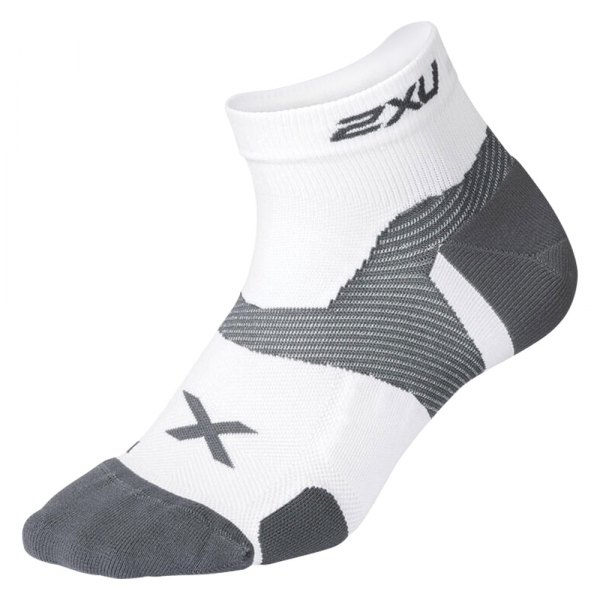 2XU® - Vectr™ White/Gray US 3.5-5.5 Low Cut Men's Compression Socks