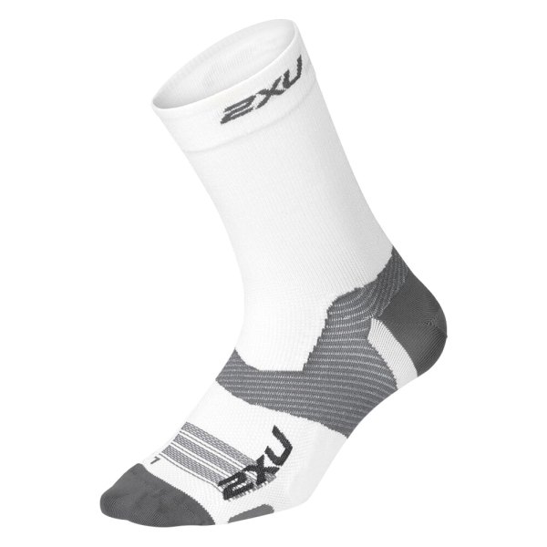 2XU® - Vectr™ White/Gray US 6-8 Crew Men's Compression Socks