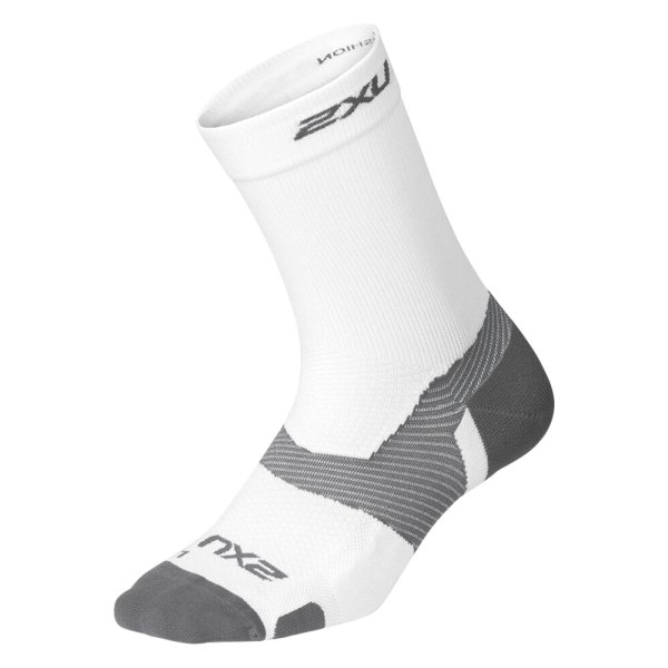 2XU® - Vectr™ White/Gray US 6-8 Crew Men's Compression Socks
