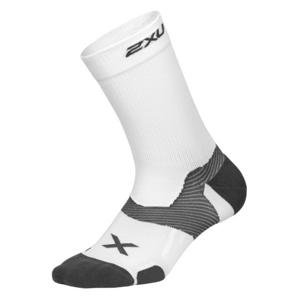 2XU® - Vectr™ White/Gray US 3.5-5.5 Crew Men's Compression Socks