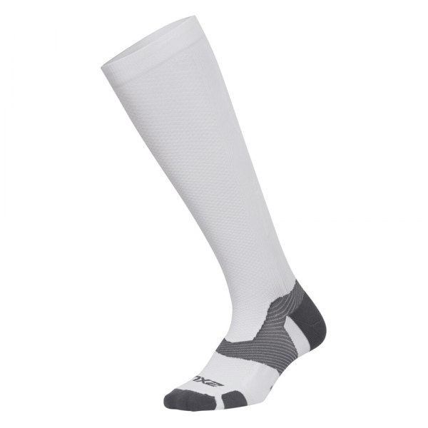 2XU® - Vectr™ White/Gray US 3.5-5.5 Knee-High Men's Compression Socks
