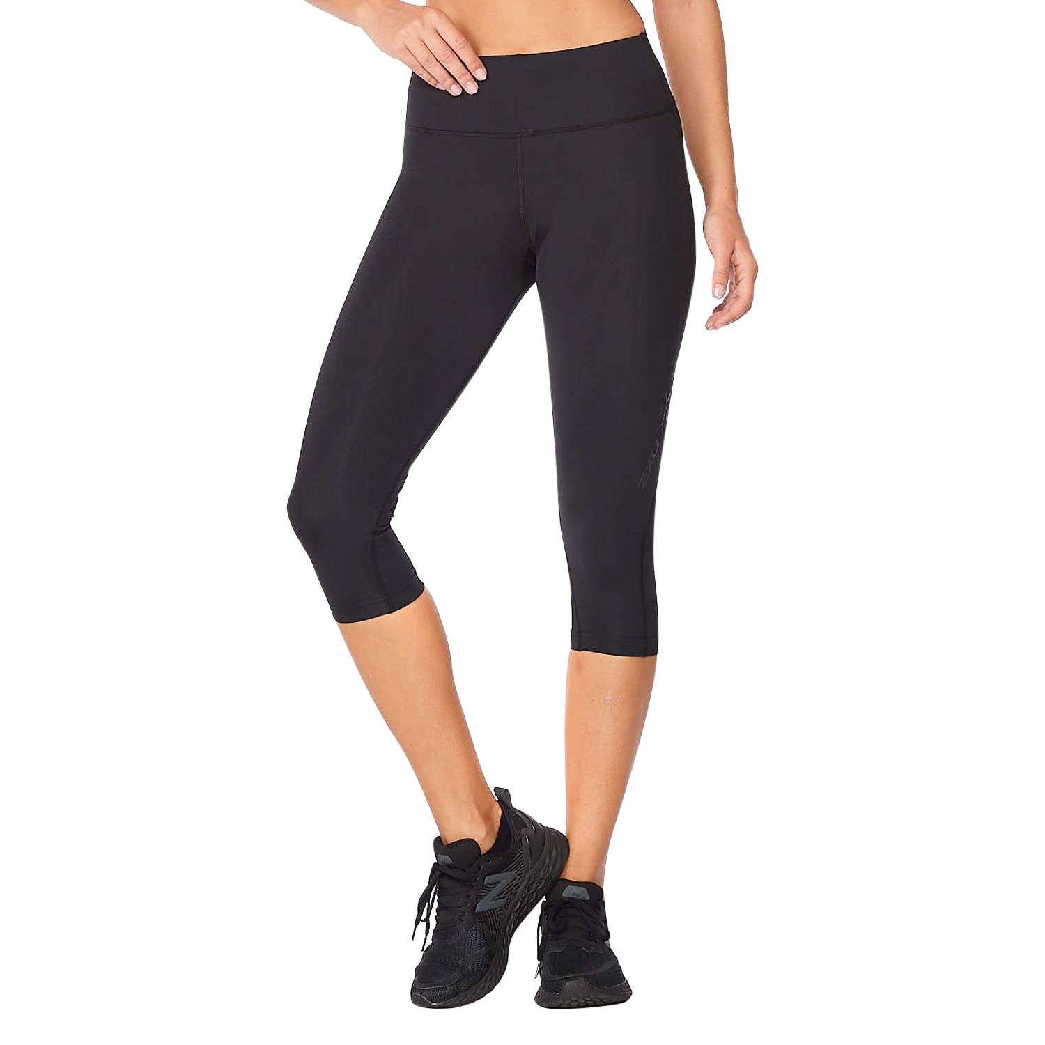 2XU Women's Force Mid-Rise Compression Tights with Flat-Wide Waistband for  Training and Fitness, Black/Nero, Large