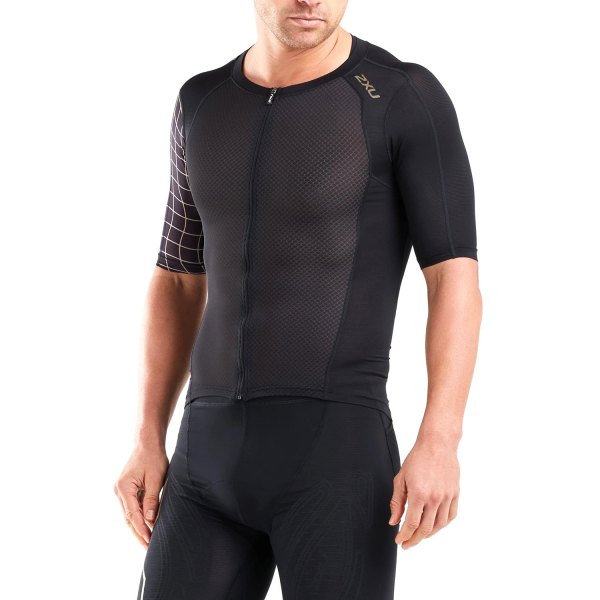 2XU® - Men's Small Black/Gold Compression Sleeved Top