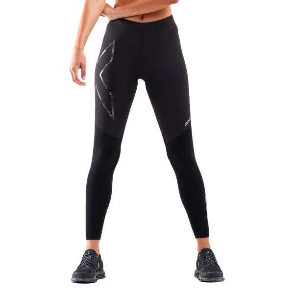 2XU® - Women's Wind Defence X-Large Black/Striped Silver Reflective Regular Compression Tights