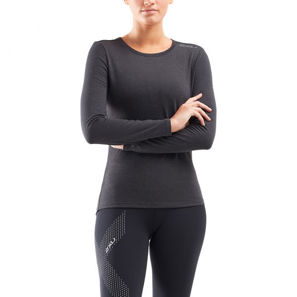 2XU® - Women's HEAT Medium Black Marle/Silver Reflective Base Layer Long Sleeve Top