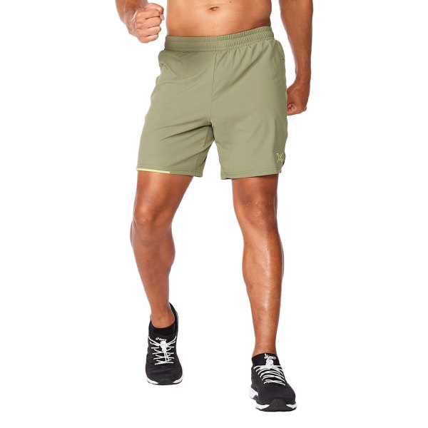 2XU® - Men's Aero Medium Alpine/Kiwi Reflective 7" Shorts