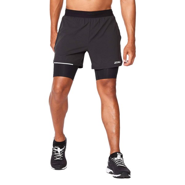 2XU® - Men's Aero X-Small Black/Silver Reflective 5" 2 in 1 Shorts