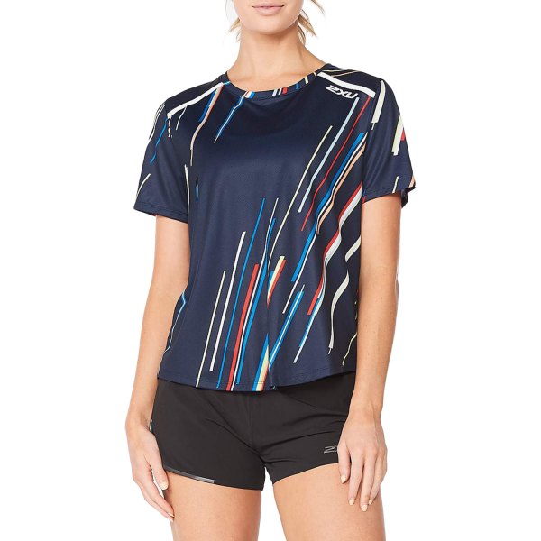 2XU® - Women's Light Speed X-Small Electric Stripe/White Reflective T-Shirt