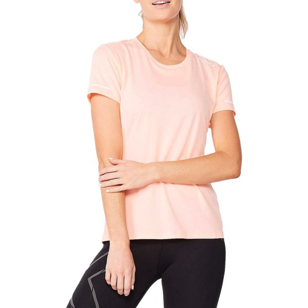 2XU® - Women's Aero Medium Pop Coral/White Reflective T-Shirt