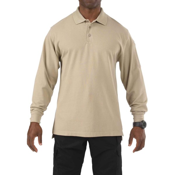 5.11 Tactical® - Professional Men's Large Silver Tan Regular Long Sleeve Polo Shirt