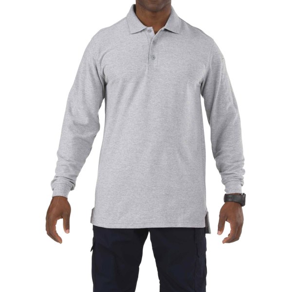 5.11 Tactical® - Utility Men's Large Heather Gray Long Sleeve Polo Shirt