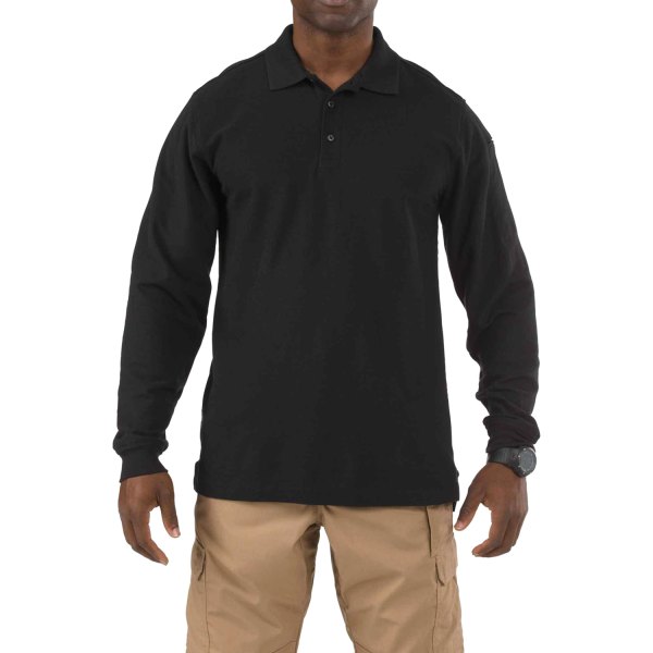 5.11 Tactical® - Utility Men's Medium Black Long Sleeve Polo Shirt