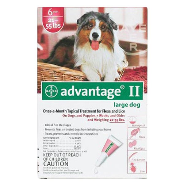 Advantage® - 6-Months Supply Flea and Lice Control for Dogs and Puppies 21-55 lb