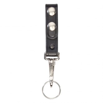 Aker A699-BP-B Black Leather Jailers Leash Key Holder w/Brass Hook & Ring 