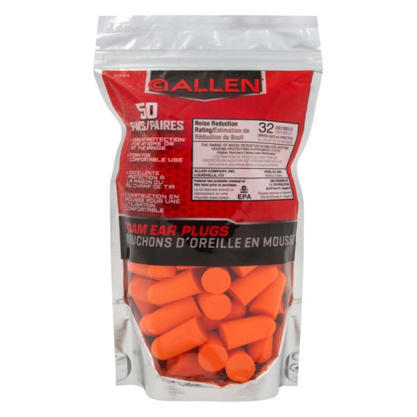 Allen Company® - Soft Foam 32 dB Orange Passive Earplugs, 50 Pairs