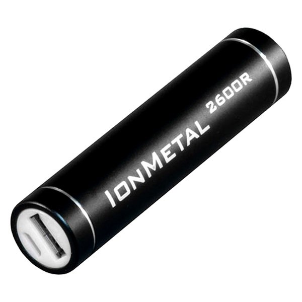 AllStart® - IonMetal 2600 mAh Black Round Power Bank with USB to Micro USB Cord & LED Light