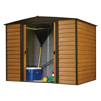 Arrow Storage® - 8'W x 6'D Woodridge™ Electro-Galvanized Steel Peak Storage Shed with Dual Sliding Doors