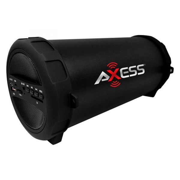 Axess® - Thunder Sonic SPBT1041 Black Cylinder Portable Bluetooth Loud Speaker with Built-In FM Radio/SD Card/USB/AUX