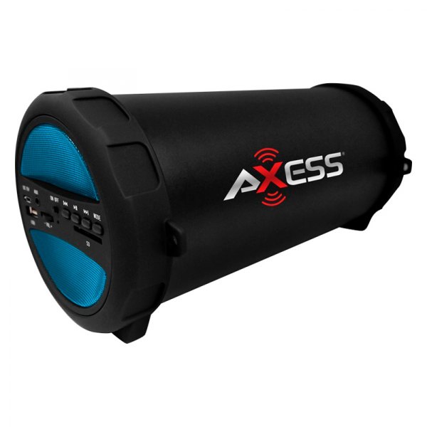 Axess® - Thunder Sonic SPBT1041 Blue Cylinder Portable Bluetooth Loud Speaker with Built-In FM Radio/SD Card/USB/AUX