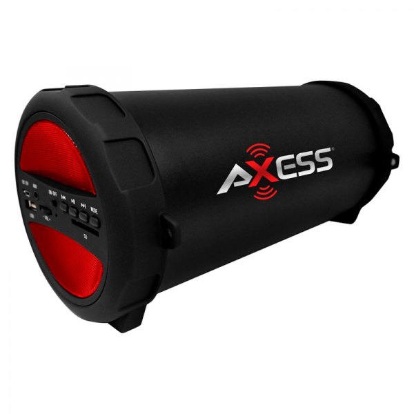 Axess® - Thunder Sonic SPBT1041 Red Cylinder Portable Bluetooth Loud Speaker with Built-In FM Radio/SD Card/USB/AUX