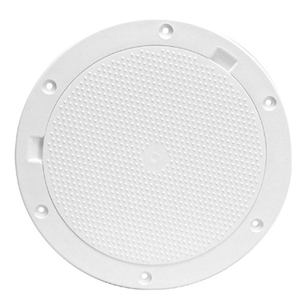 Beckson® - 10" O.D. x 7-5/8" I.D. Dimple/White ABS Pry-Out Deck Plate