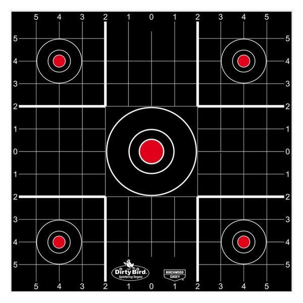 Birchwood Casey® - Dirty Bird™ Adhesives Black/Red Sight-In Targets, 12 Pieces