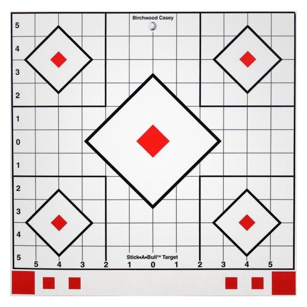 Birchwood Casey® - Stick-A-Bull™ Adhesives White/Red Sight-In Targets, 5 Pieces