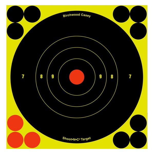 Birchwood Casey® - Shoot-N-C™ Adhesives 6" Black/Chartreuse Bull's-Eye Targets, 12 Pieces