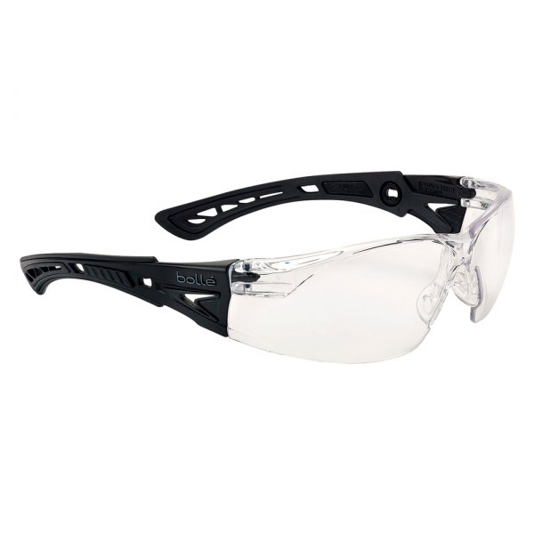 Bolle® - Rush+ Anti-Fog Black Matte TPR Frame Clear Polycarbonate Rimless Glasses