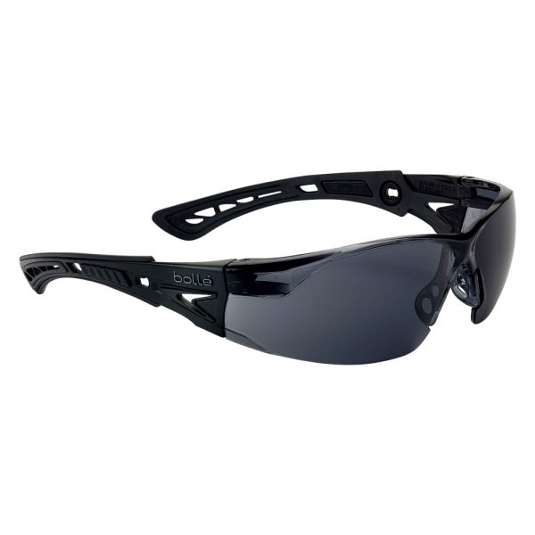 Bolle® - Rush+ Anti-Fog Black Matte TPR Frame Smoke Polycarbonate Rimless Glasses