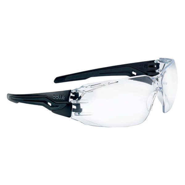 Bolle® - Silex+ Anti-Fog Black Matte TPR Frame Clear Polycarbonate Rimless Glasses