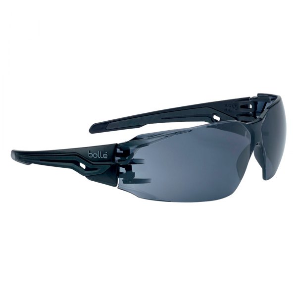 Bolle® - Silex+ Anti-Fog Black Matte TPR Frame Smoke Polycarbonate Rimless Glasses
