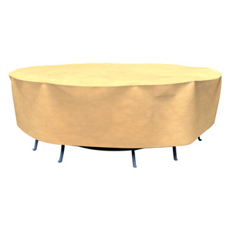 Budge® - Hillside Black/Tan Weave NeverWet™ Round Patio Table & Chairs Cover