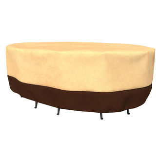 Budge® - English Garden Tan Tweed Oval Patio Table & Chairs Cover