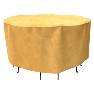 Budge® - Hillside Black/Tan Weave NeverWet™ Round Patio Bar Table & Chairs Cover