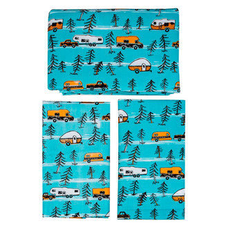 Camco® - RV and Tree Sketch Design Tablecloth with Bench Covers