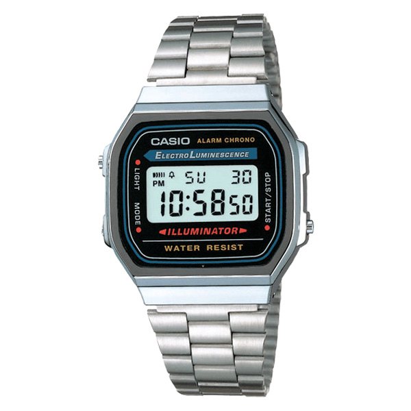 Casio® - Vintage™ Illuminator Square Silver Stainless Steel Watch with Silver Stainless Steel Band
