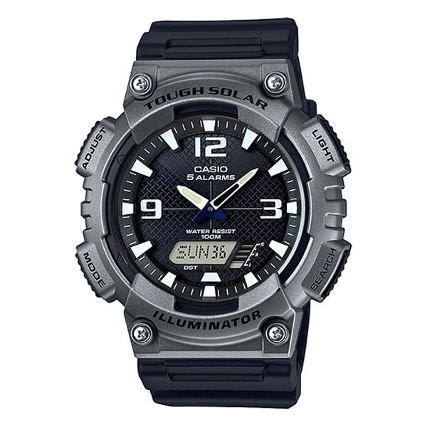Casio® - AQS™ Round Gray Polymer Watch with Black Polymer Band